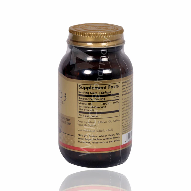 Solgar Vitamin D3 400iu Capsules 100'S - Image 3