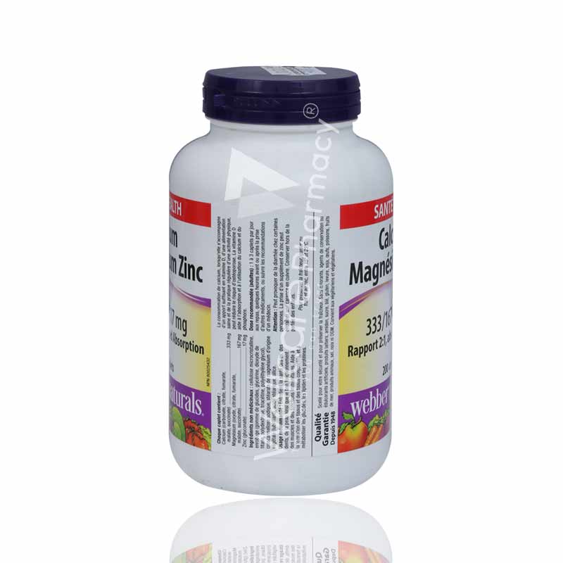 Webber Naturals Calcium Magnesium Zinc Caplets 200'S - Image 3