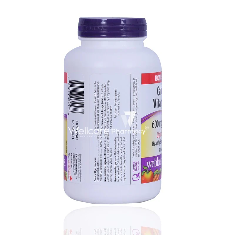 Webber Naturals Calcium Vitamin D3 600mg/400iu Capsules 90'S - Image 3