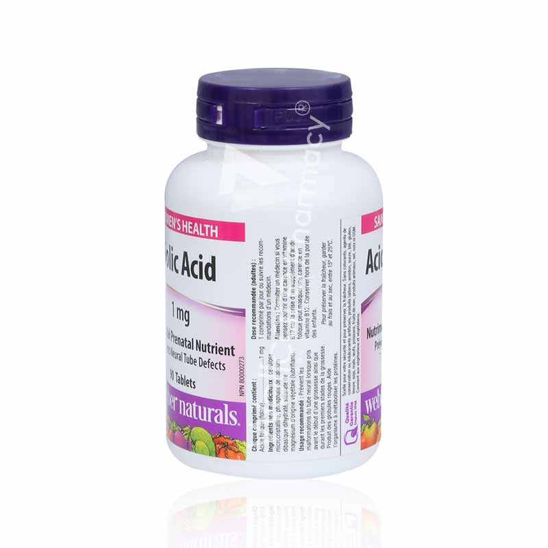 Webber Naturals Folic Acid 1mg Tablets 90'S - Image 3