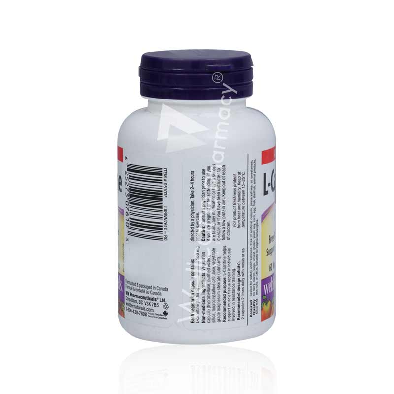 Webber Naturals L-Carnitine 500mg Capsules 60'S - Image 3